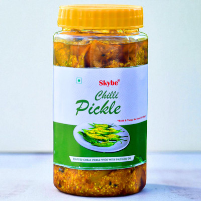 SKYBE Village Taste Hari Mirch Achar | Strong Aroma Green Chilli Pickle(500 g)