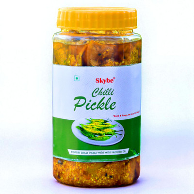 SKYBE Handmade Green Chilli Pickle | Tangy Spicy Indian Achar | 500g Green Chilli Pickle(500 g)