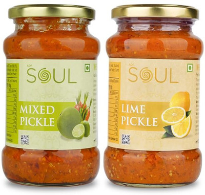 SOUL Pickle In Sunflower Oil Pack Of 2 Mixed, Lime Pickle(2 x 380 g)