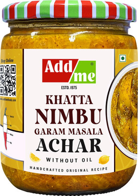 Add me Lemon Lime Pickle Without Oil 500G Glass Pack khatta Nimbu Ka achar Garam Masala Glass Pack Lemon Pickle(500 g)