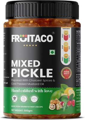 fruitaco Mixed Pickle – Authentic Indian Pickle with Tangy and Spicy Flavor | Mixed Pickle(500 g)