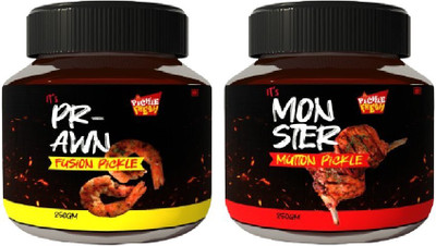 PICKLE FRESH Prawn Mutton Combo | Spicy & Traditional | 250gms each | No Preservatives Added Prawn, Mutton Pickle(2 x 250 g)