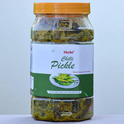 SKYBE Authentic Rajasthani Green Chilli Pickle Made with Love Green Chilli Pickle(500 g)