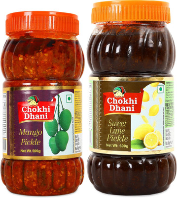 Chokhi Dhani Mango Pickle 500 gm, Sweet Lime Pickle 600gm, Spicy & Tasty Mixed Vegetable Pickle(2 x 0.5 kg)
