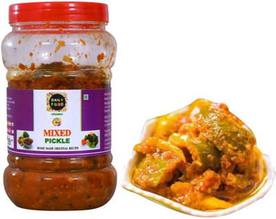 Daily Food Mixed Pickle Mix Veg Ka Achar Homemade Made In Very Less Oil - 800 Gms-X1 Mixed Vegetable Pickle(800 g)