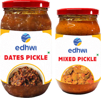 edhwi Organic Pickle Combo Mixed Pickle (200 g) & Dates Pickle(400 g)