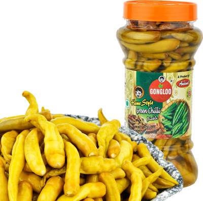 GONGLOO Green Chilli Pickle | Ready To Eat Hari Mirch Achar | Antioxidant Rich Green Chilli Pickle(400 g)