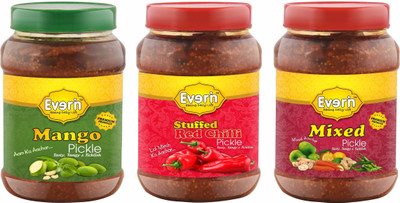 Everin Tasty Tangy and Ticklish Mango,Red Chilli and Mixed Mango, Red Chilli, Mixed Pickle(3 x 83.33 g)