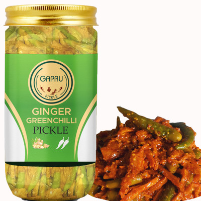 Gapru Homemade Ginger+Green Chilli Pickle-Adrak Harimirch Ka Achar 400 GM Ginger Pickle(400 g)