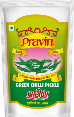pravin Green Chilli Pickle / Achar 200g Pouch x 4 Green Chilli Pickle(4 x 50 g)