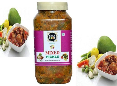 Daily Food Organic Natural Dry Mixed Pickle Ka Mix Vegetable Achar (400Gm) Z1 Mixed Vegetable Pickle(400 g)
