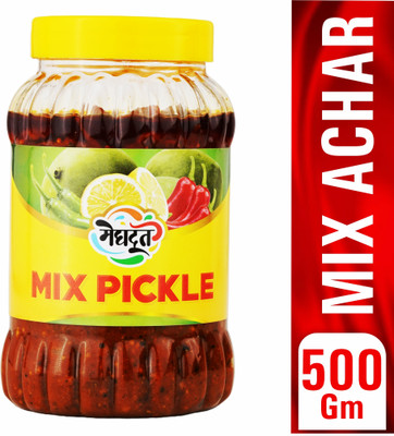MEGHDOOT Mix Pickle - Mix Achar | Traditional Indian Achar Mixed, Mango, Lemon, Carrot, Mixed Vegetable Pickle(500 g)