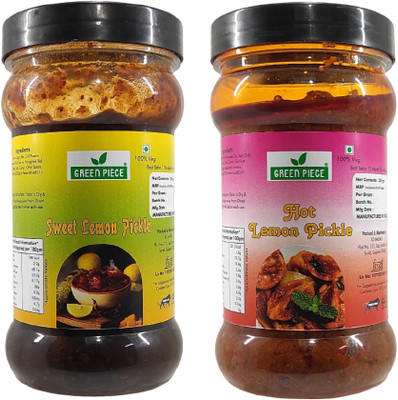 GREEN PIECE Hot Lemon and Sweet Lemon Pickle (500gm. x 2) (Pack of 2) Lemon Pickle(2 x 500 g)