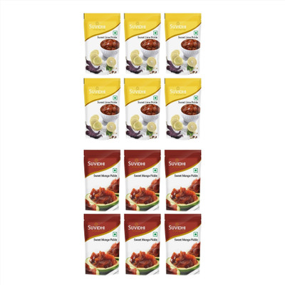 Suvidhi Sweet Lime Pickle (Pack of 6), Sweet Mango Pickle (Pack of 6) in all 1200gm Lime, Mango Pickle(6 x 200 g)