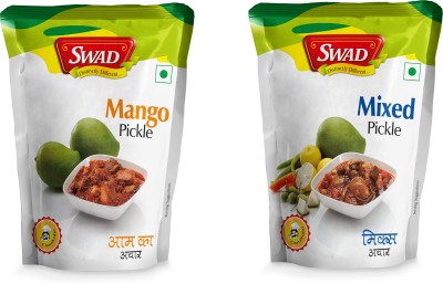 SWAD Combo Pack of Delicious and Spicy Mango Pickle and Mixed Pickle | 200g Each Mango, Garlic, Lemon, Carrot, Tenti, Raw Mango(Kairi) Pickle(2 x 200 g)