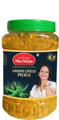 KITCHEN QUEEN NITA MEHTA Green Chilli Pickle | Hari Mirch Ka Achaar | Pure Oil & Green Chillies Used Green Chilli Pickle(500 g)