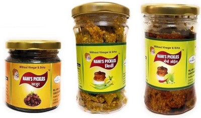 NANI'S PICKLES Home Made Indian Pickles Combo for Snacks Each 250 g (Khajur) Dates, Mango, Green Chilli Pickle(3 x 250 g)