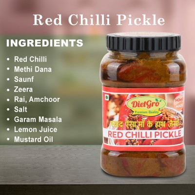 DietGro Rajsthan style Stuffed Red Chilli Pickle(950 g)