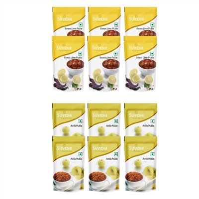 Suvidhi Sweet Lime Pickle (Pack of 6),Amla Pickle (Pack of 6) in all 1200gm Lime, Amla Pickle(6 x 200 g)