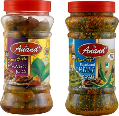 Anand Home Made Mango Pickle and Rajasthani Green Chilli Combo (400 Grams Each) Mango, Green Chilli Pickle(2 x 400 g)