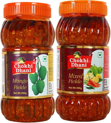 Chokhi Dhani Mango Pickle 500 gm, Mixed Pickle 500 gm, Spicy & Tasty Mixed Vegetable Pickle(2 x 0.5 kg)