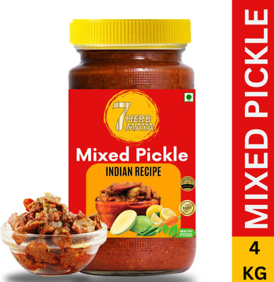 7Herbmaya Pachranga Punjabi Mixed Pickle Hand Made Mix achar Pickle in Mustard Oil Mixed Vegetable, Plum, Mixed Pickle(4 kg)