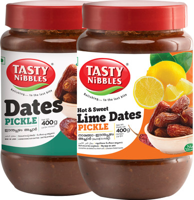 Tasty Nibbles Dates Pickle 400g & Hot and Sweet Lime Dates Pickle 400g Combo Dates, Lime Pickle(2 x 400 g)