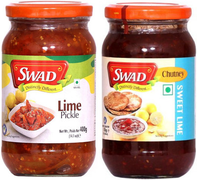 SWAD Combo Pack of Delicious Sweet Lime Chutney (500g) and Lime Pickle (400g) | Pack of 2 Lime, Tenti Pickle(2 x 450 g)