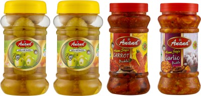 Anand Home Made Carrot Pickle, Garlic Pickle and Amla Murabba Combo (400 Grams Each) Amla, Garlic, Carrot Pickle(4 x 250 g)