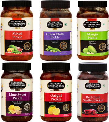 Achar Pachranga 6 in 1Combo : Mixed, Green Chilli, Mango, Lime Sweet, Galgal, Red Chilli Stuffed Mixed Pickle(5 kg)
