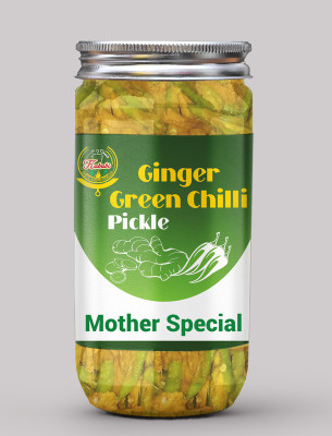 kababi Mother Special Ginger+Green Chilli Pickle Adrak Harimirch Aachar(400G) Green Chilli Pickle(400 g)