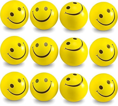 ASANTIQUE Smiley Face Squeeze Stress Ball for Kids & Adults Soft Foam Fidget Toy Pickleball Ball(12Balls)