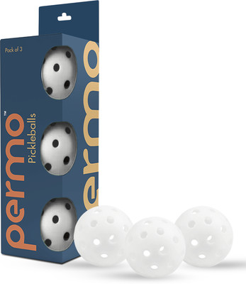 permo Pro outdoor Pickleball Balls 40hole,High Visibility&Bounce,All Skill Level,white Pickleball Ball(3Balls)