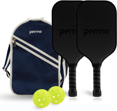 permo Pickleball Set-2 Carbon Fiber Paddles 14mm 2 Balls & 1 Bag Lightweight & Durable Pickleball Paddle