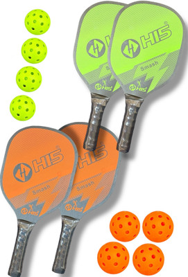 BSM Combo Of 2 Green&Orange Pickleball Paddle Pickle Ball Racquet Wood Bat Pickleball Paddle