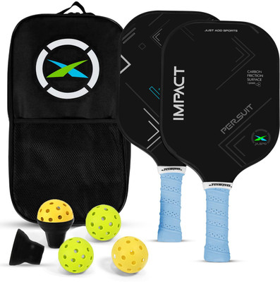 Jaspo Impact 16mm Pickleball Set: 2 Paddles, 4 Balls, Bag, PP Core, TPU Edge Pickleball Paddle