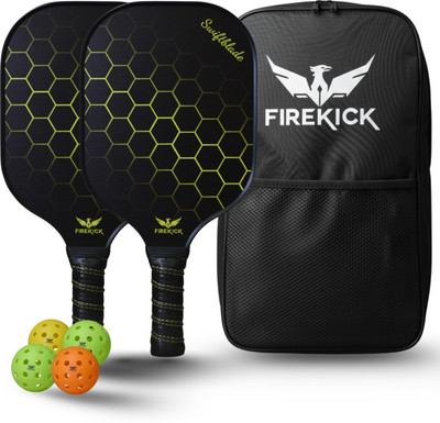 firekick SwiftBlade Carbon Fiber Pickle Paddle Set( 2 Paddles,4 Balls, 1 Kit Bag) Yellow Pickleball Paddle
