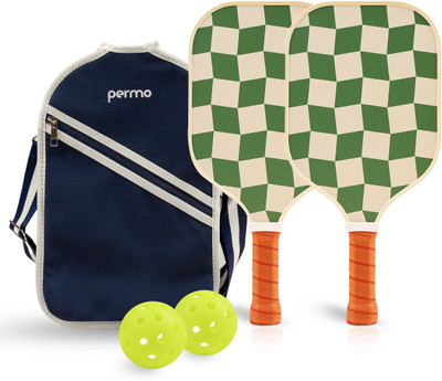 permo Premium Pickleball Set -2 Fiberglass Paddles 12mm, 2 Balls & 1 Lightweight Bag Pickleball Paddle