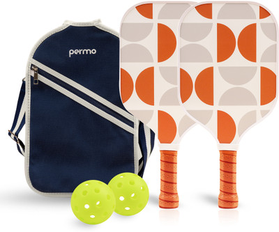 permo Pickleball Set-2 Fiberglass Paddles 12mm 2 Balls & 1 Bag Lightweight & Durable Pickleball Paddle