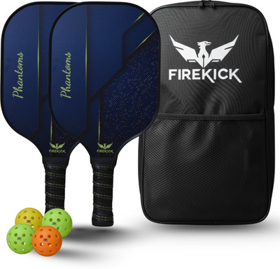 firekick Phantoms Glass Fiber Pickle Paddle Set( 2 Paddles,4 Balls, 1 Kit Bag) Blue Pickleball Paddle