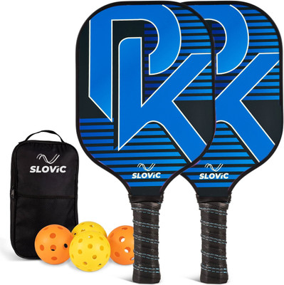SLOVIC Pickleball Set with Fiberglass Paddles & 4 Balls (Indoor & Outdoor) Pickleball Paddle