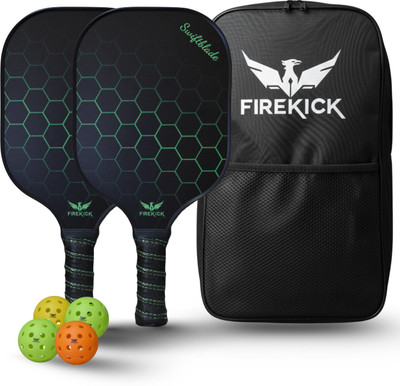 firekick SwiftBlade Carbon Fiber Pickle Paddle Set( 2 Paddles,4 Balls, 1 Kit Bag) Green Pickleball Paddle