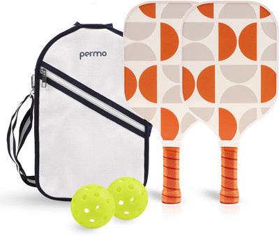 permo Pickleball Set-2 Fiberglass Paddles 12m 2 Balls & 1 Bag Lightweight & Durable Pickleball Paddle