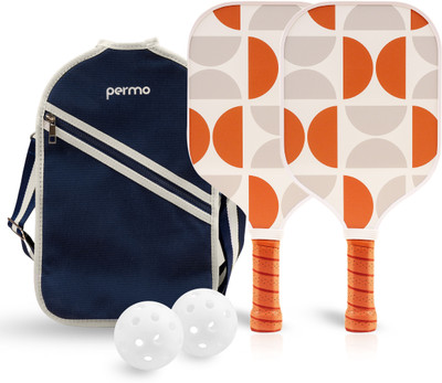 permo Set-2 Fiberglass12mm 2Balls & 1Bag Lightweight&Durable Pickleball Paddle