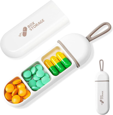 KVVTRADES 7-day Travel Pill Organizer 3 Compartments Pill Box(White, Multicolor)