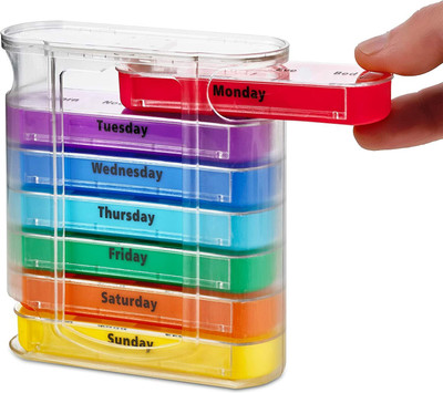 INKULTURE 7 Days 7 day Portable Medicine Box With Stackable AM/PM Compartments | 01 Pcs Pill Box(Multicolor)