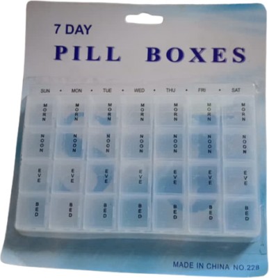 S Mark 7 Pill Medicine Organizer Reminder Storage Box 7-Day (1box) Pill Box(White)