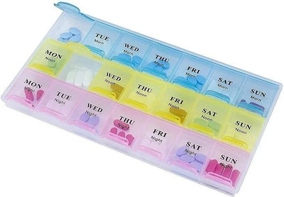 Milini 21days or 3 weeks Pill Medicine Organizer Reminder Storage Box 21 Days or 3 Weeks | Plastic Pill Box(Multicolor)