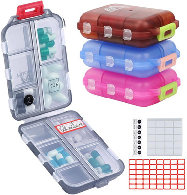 iVOU 0 Pill Box Organizer 10 Slot | Medicine Tablet Storage Case Pill Box(Multicolor)