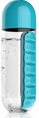 Evehansen 7 days 2-in-1 Pill Organizer Water Bottle – 600ml for Travel, Gym & Daily Use Pill Box(Blue)